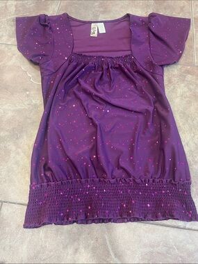 Purple Scoop Neck Top with Pink Sequins